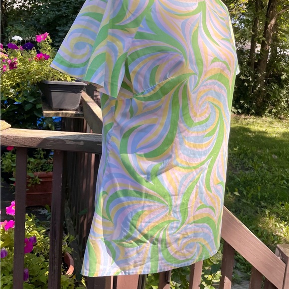 Vintage 60s 70s Homemade Psychedelic Print Tunic Top Sz M / L - Picture 10 of 12